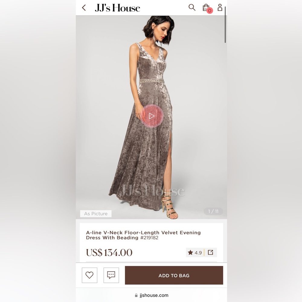 A-line V-Neck Floor-Length Velvet Evening Dress With Beading